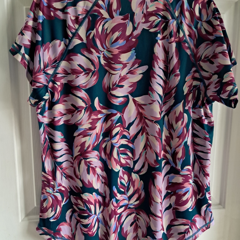 Floral Women's Top - Pink and Green - Picture 5 of 6